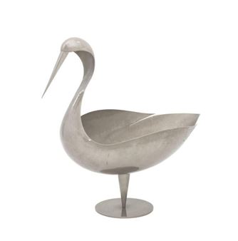 Bird Chrome-Plated Metal Footed Bowl - Franz Hagenauer