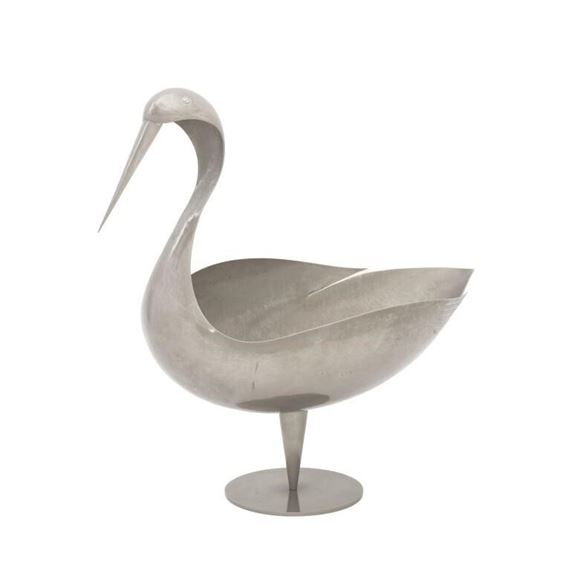 Bird Chrome-Plated Metal Footed Bowl - Franz Hagenauer