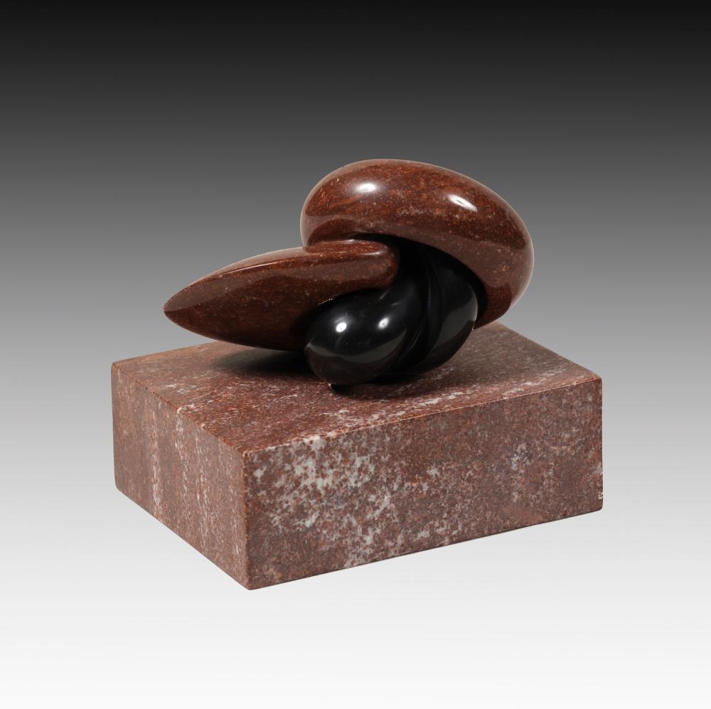 Artwork by Gidon Graetz, Small composition in red porfirio, 1990, Made of Roter porphyr