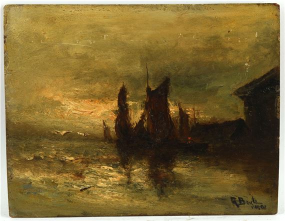 shipping moored at dusk - George A. Boyle