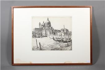 価格交渉成立お客/20世紀カナダ画家WILSONナイアガラ瀑布肉筆油絵