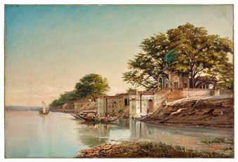 India, the Satti Chaura Ghats in Kanpur on the Banks of the Ganges, 1880