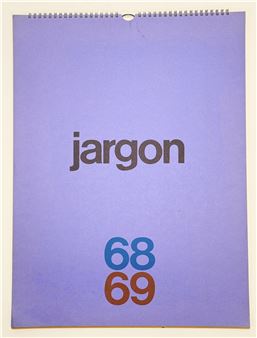 A minimalist purple wall calendar featuring bold typography and a simple spiral binding.