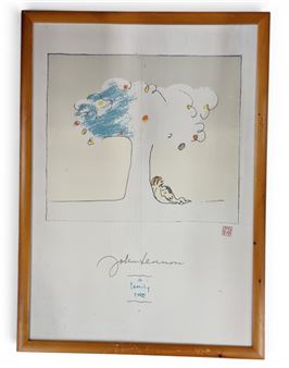 John Lennon | A LARGE FRAMED JOHN LENNON PRINT A FAMILY TREE