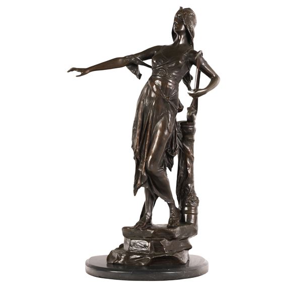 The Harp Lady Bronze Statue After Edouard Drouot - Édouard Drouot