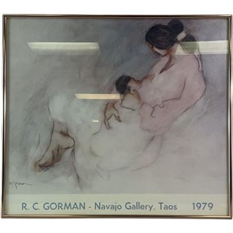 A soft-toned watercolor study of a seated figure holding a small child.