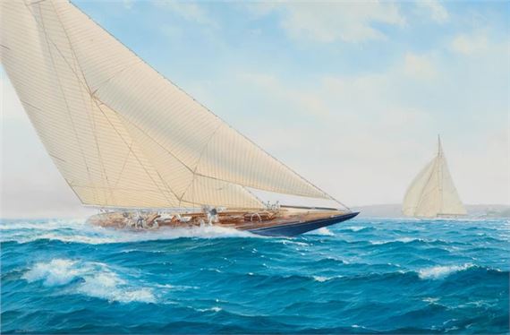 Endeavour off Cowes during Mer trials with Velsheda 1934
