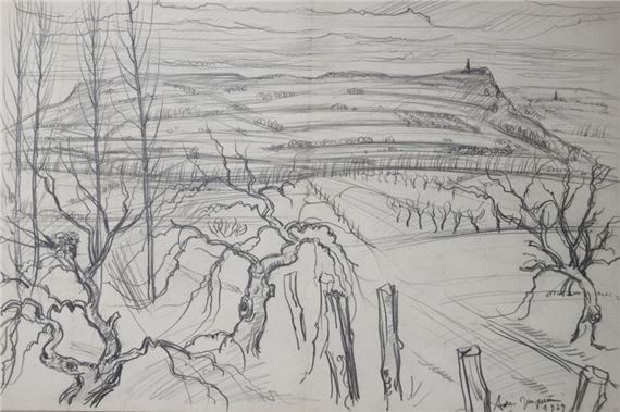 Composition of two graphite drawings on paper - André Jacquemin