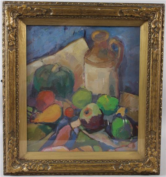Still life of fruits and a stoneware jug - George Leslie Hunter