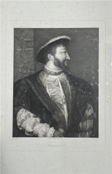 Set of 8 18th- and 19th-century engravings, including a portrait of Francis I, a wild boar hunt, historical scenes such as Henry IV’s entry into Paris, the Battle of Cassel, the storming of Valenciennes, the return from the charge in 1806, and others. - Édouard Jean Baptiste Detaille