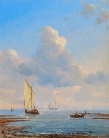 Coast scenery with ships at the sea - Niels Simonsen