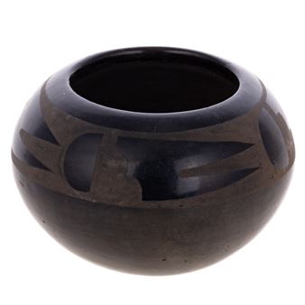 Santa Clara Blackware Bowl by Maria & Santana Martinez - Maria Montoya Martinez