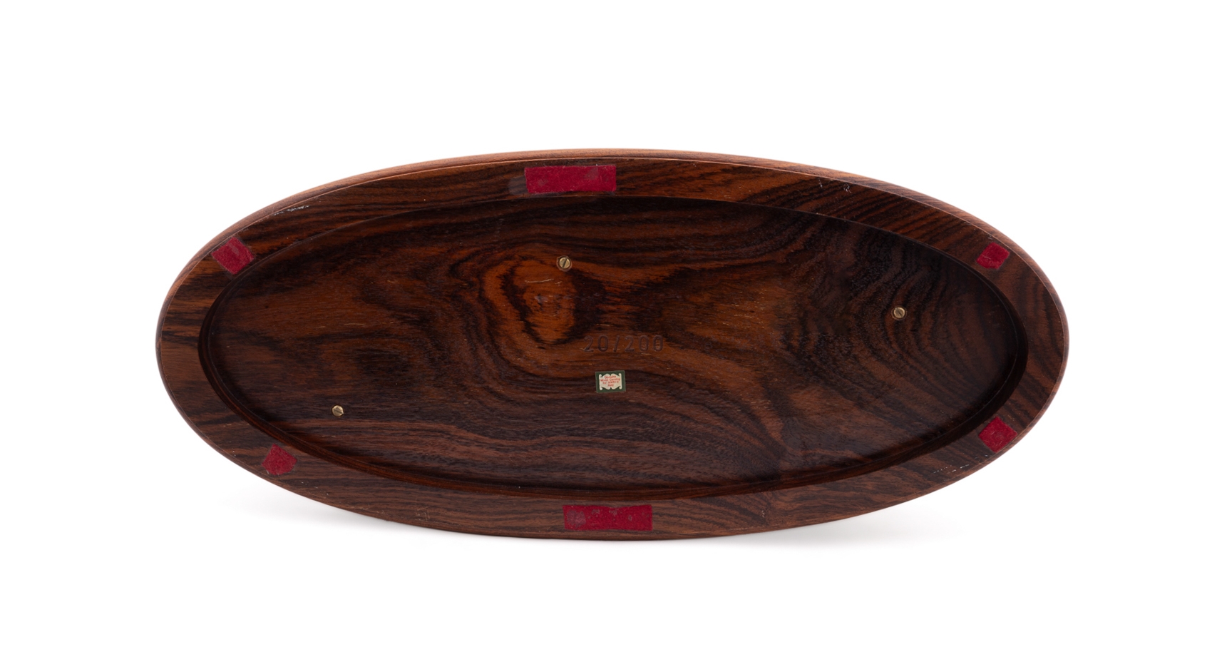 A set of four sculpted birds displayed on individual wooden bases.