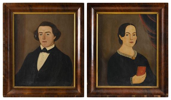 Pair of portraits, likely a husband and his wife - William W. Kennedy