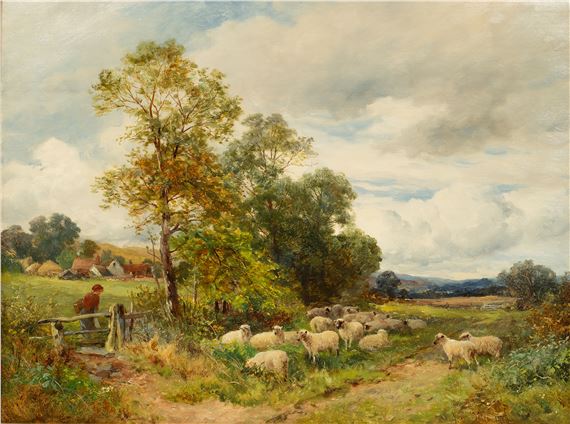 Flock of Sheep in a Landscape - David Bates