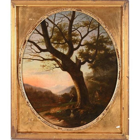 The Young Shepherd in a Dreamlike Landscape - French School, 19th Century