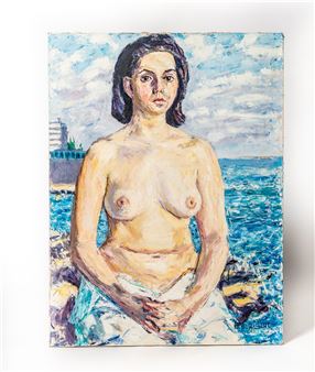 Oil on Canvas of a Seminuded Female Picture