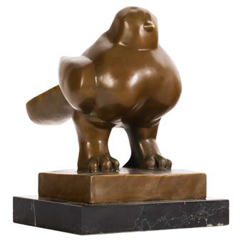 Columbian Bronze Peace Bird Sculpture after Botero Picture
