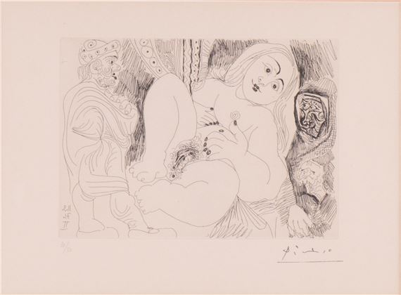 Vieil homme drapé, Célestine et fille (from La série 156) - Pablo Picasso