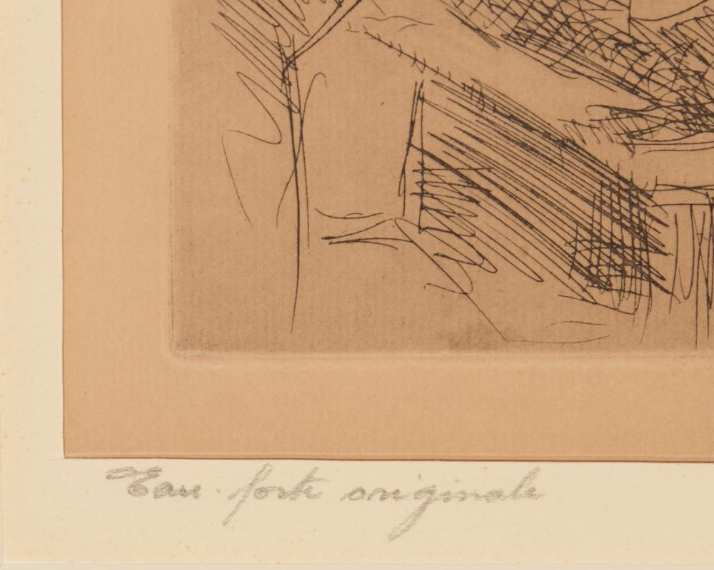 A sketch of a figure writing at a desk.