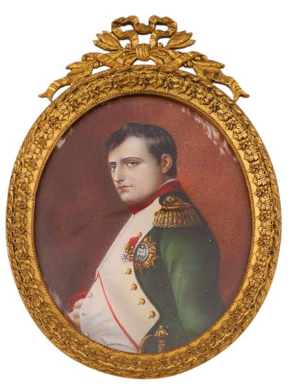 A LITHOGRAPH MINIATURE OF NAPOLEON W/ PAINTED DETAIL, 19TH CENTURY - Paul Delaroche
