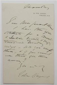 John Singer Sargent Signed Handwritten Letter Picture