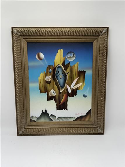 Surrealist Melting Clock Salvador Dali Style Oil Painting - Salvador Dalí