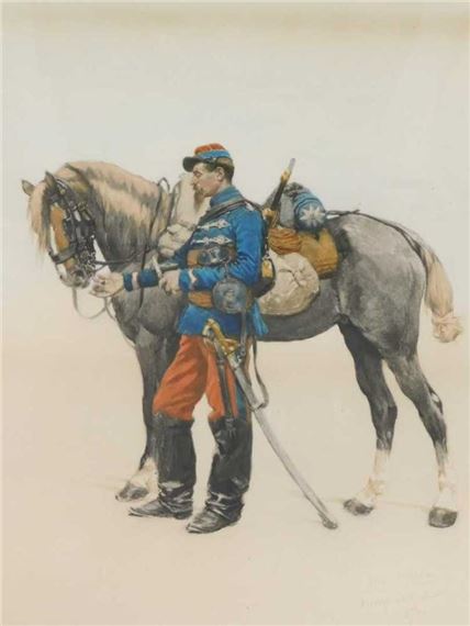 Soldier and horse - Édouard Jean Baptiste Detaille