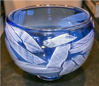 A Latticino Glass Center Bowl - Anthony Corradetti