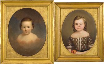 TWO 19TH C. PORTRAIT PAINTINGS CHILDREN. Picture