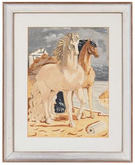 Two Horses on the Shore with Classical Ruins Picture