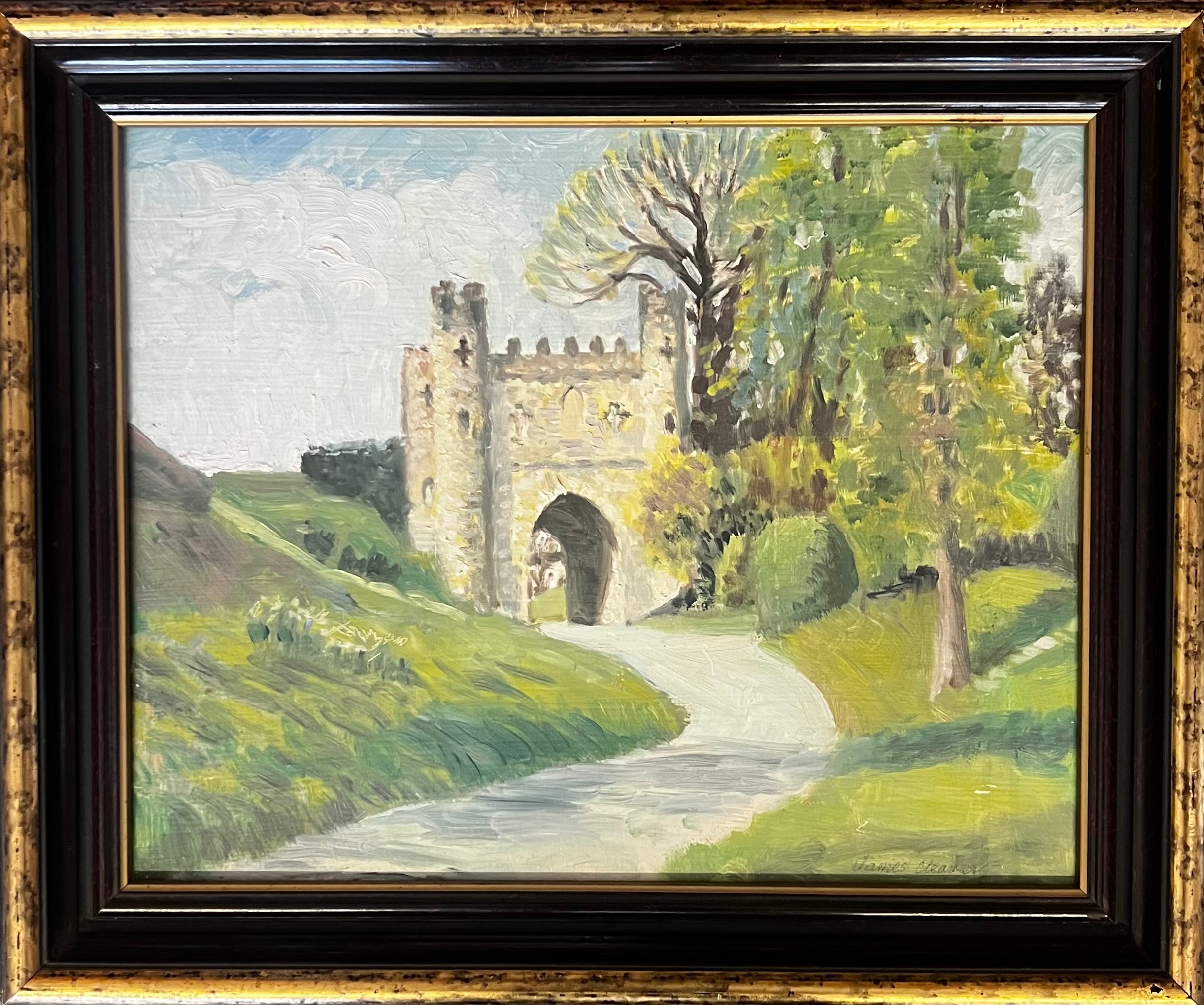 A collection of framed and unframed drawings featuring classical figures, portraits, and a landscape scene.
