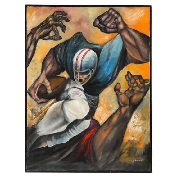 Ernie Barnes | 3 on 3 (1973) | MutualArt