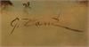 A close-up of a dark, cursive signature on aged paper.