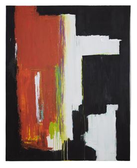 Untitled: Burnt Orange, White, Black and Green Abstract Picture