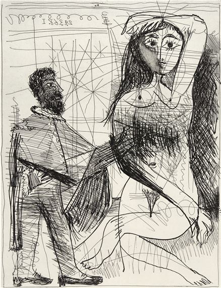 Peintre En Costume Espagnol Peignant Sur Son Modele - Pablo Picasso