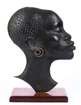 a patinated bronze bust of an African lady Picture