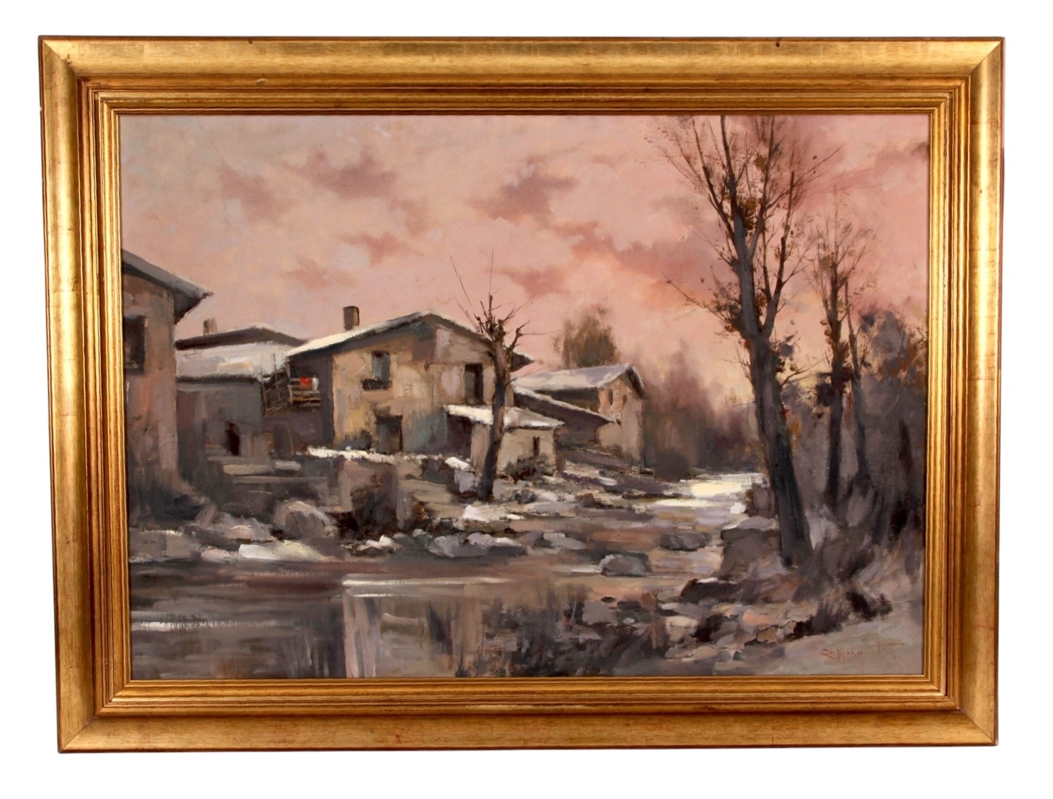 Artwork by Ercole Magrotti, WINTER LANDSCAPE, Made of Oil on canvas on board