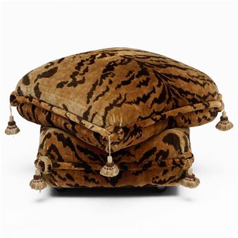 Tiger Print Silk Velvet Double Cushion Stool