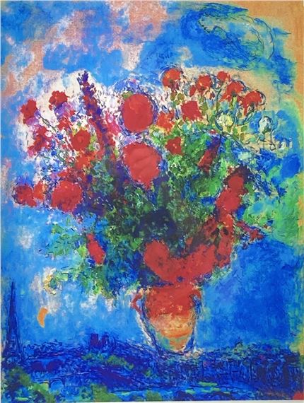 Marc Chagall | BOUQUET WITH EIFFEL TOWER (MOURLOT 222) | MutualArt