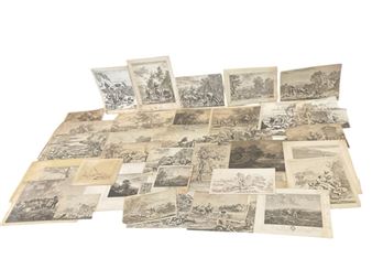 A collection of C17th and C18th old master engravings after N Berchem, J van Campen, A Cuyp, A van der Cabel, Titian, GF Grimaldi, Jan de Visscher, P Wouwermans, landscapes and rustic scenes, etc. (43) Picture
