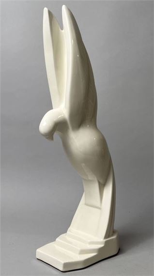 Dove Cream-glazed earthenware piece - Jacques Adnet