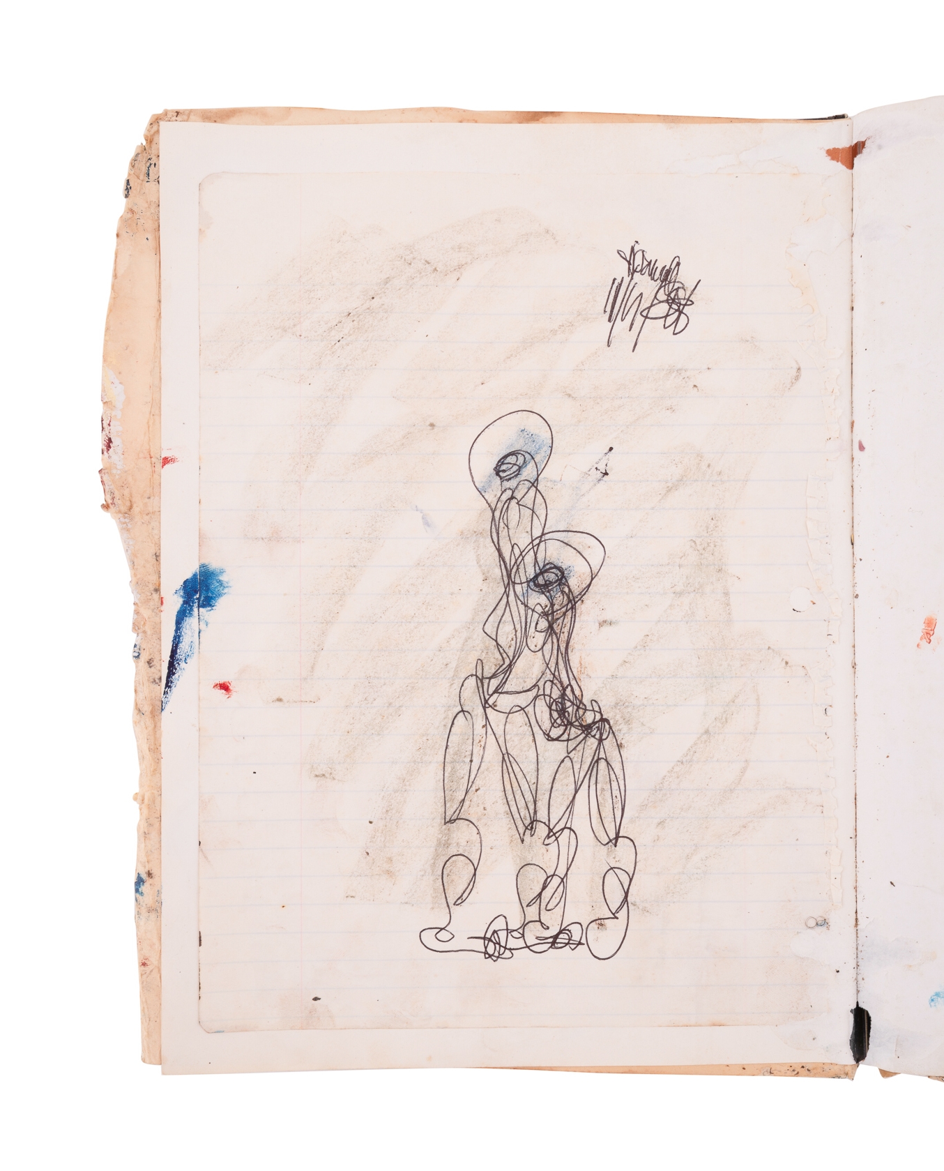 A worn, dark-bound book with visible signs of age and use.