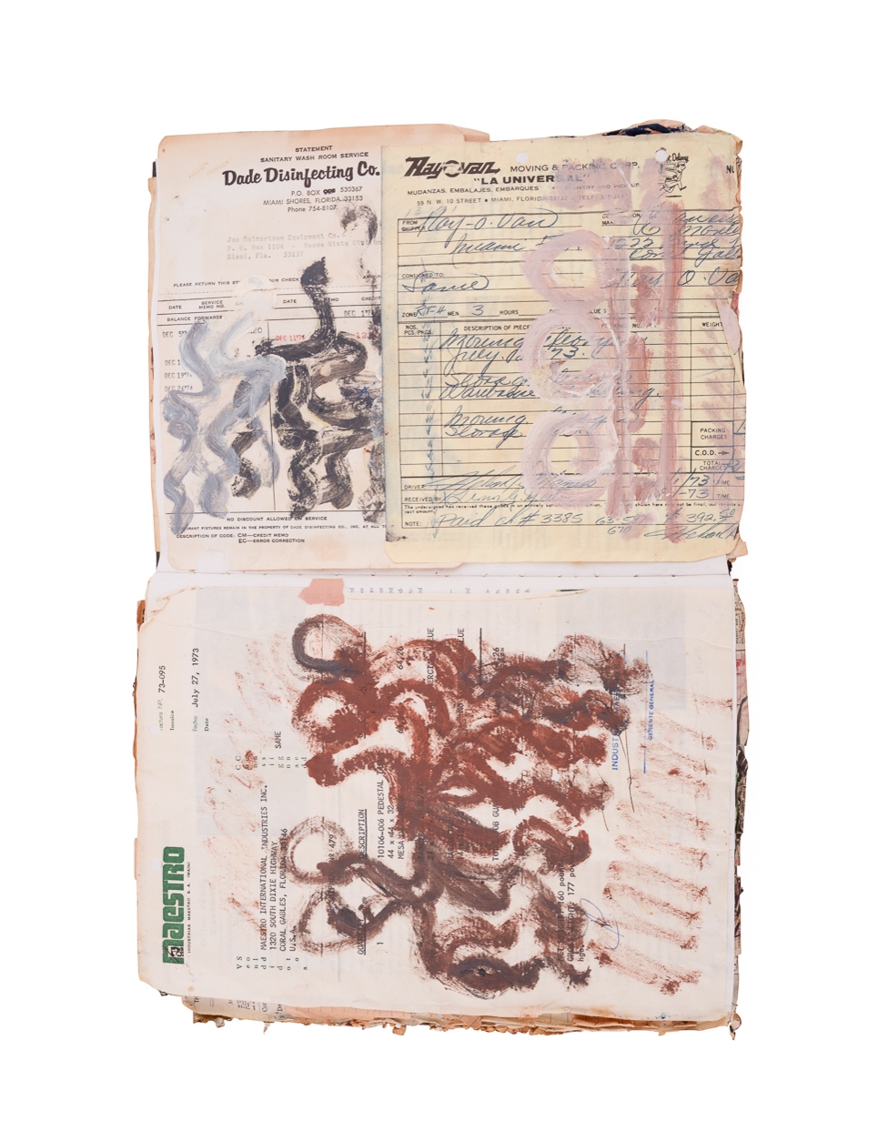A worn, dark-bound book with visible signs of age and use.