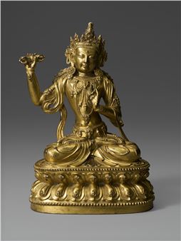A RARE AND MAGNIFICENT GILT-BRONZE FIGURE OF VAJRAPANI
