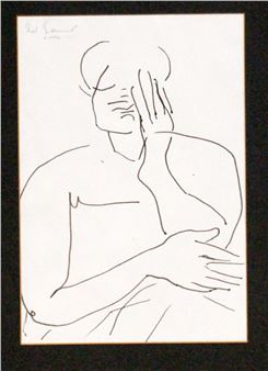 A minimalist line drawing of a figure in a moment of quiet introspection.