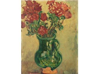 FLEURS DANS UN PICHET DE POTERIE VERNISSÉE Picture
