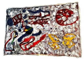 MIRO/ROYO COLLABORATION OIL ON TEXTILE