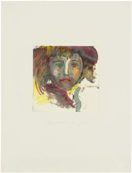 A portrait of a person with a hat, rendered in loose, expressive strokes.