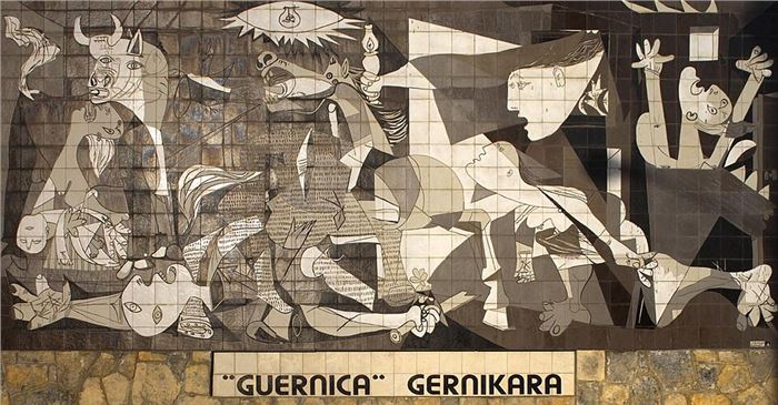 A reproduction of Guernica in the form of a mural, installed for the 60th anniversary of the bombing in 1997. 